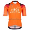 Completo Maglia + Pantaloncino con bretelle 2023 INEOS Grenadiers Manica Corta Arancio Blu Scuro